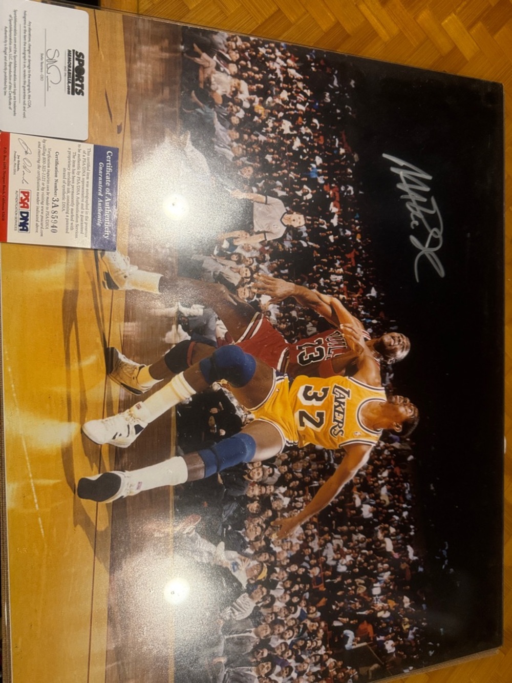 Magic Johnson Signed Lakers Photo - Yellow Purple Jersey